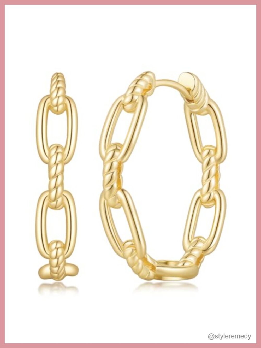 14K Gold Plated Interlocked Double Hoop Earrings for Women